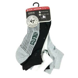 47 Forty Seven Sport Socks Sportlite Moisture Wicking Mesh Vented Black Gray M